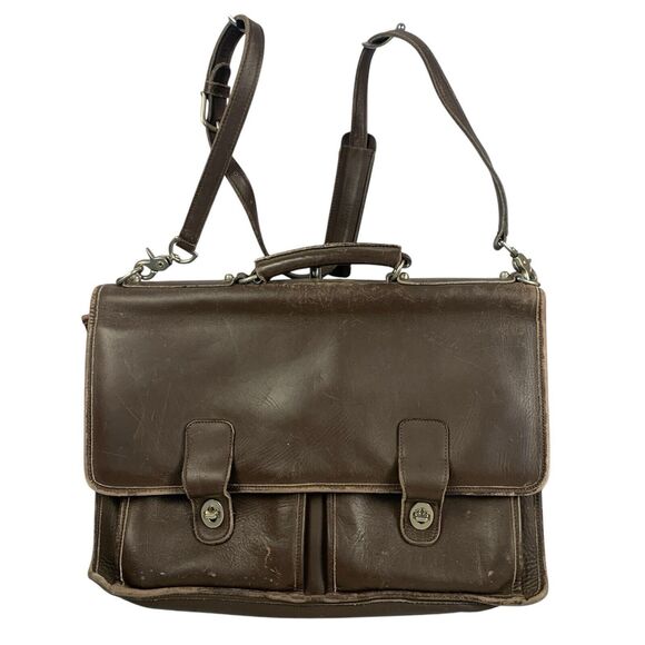 SACOCHE INTERNATIONAL BROWN LEATHER MESSENGER LAPTOP BAG BRIEFCASE